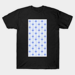 Vintage Aesthetic Minimalist Flower Grid Design Phone Case in Blue T-Shirt